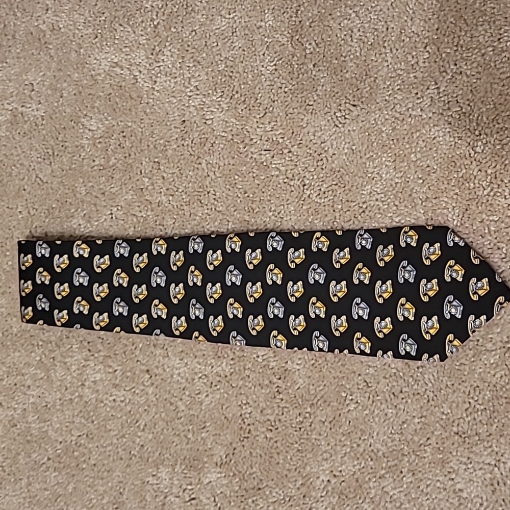 Unique vintage telephone tie 100% Silk